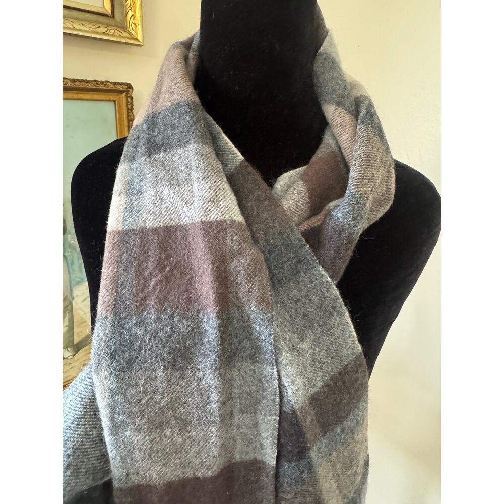Via Condotti Roma Made in Italy Brown Plaid Fringe Scarf - Picture 2 of 6
